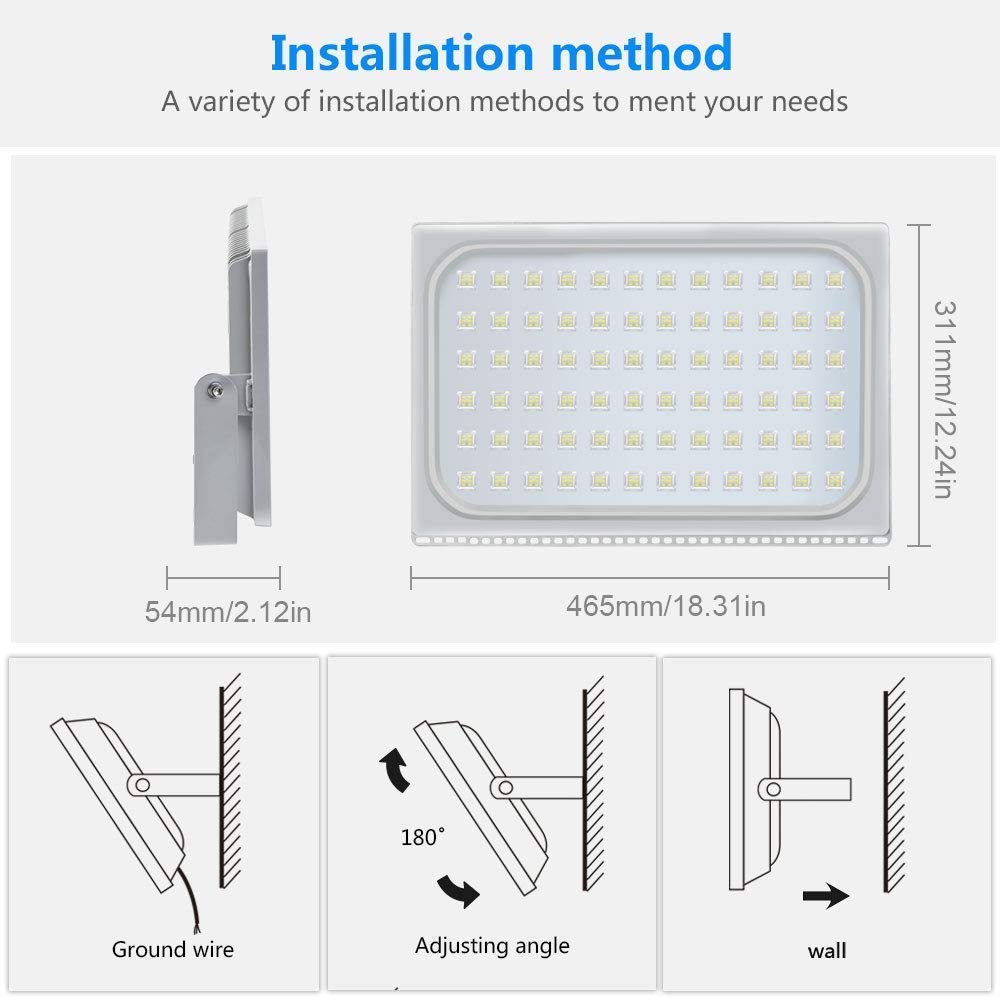 Viugreum LED Strahler Außen 500W 40000 Lumen 6500k Kaltes Weiß LED Fluter Außenstrahler Super Bright IP67 Scheinwerfe Flutlicht Außenleuchte Gartentrahler