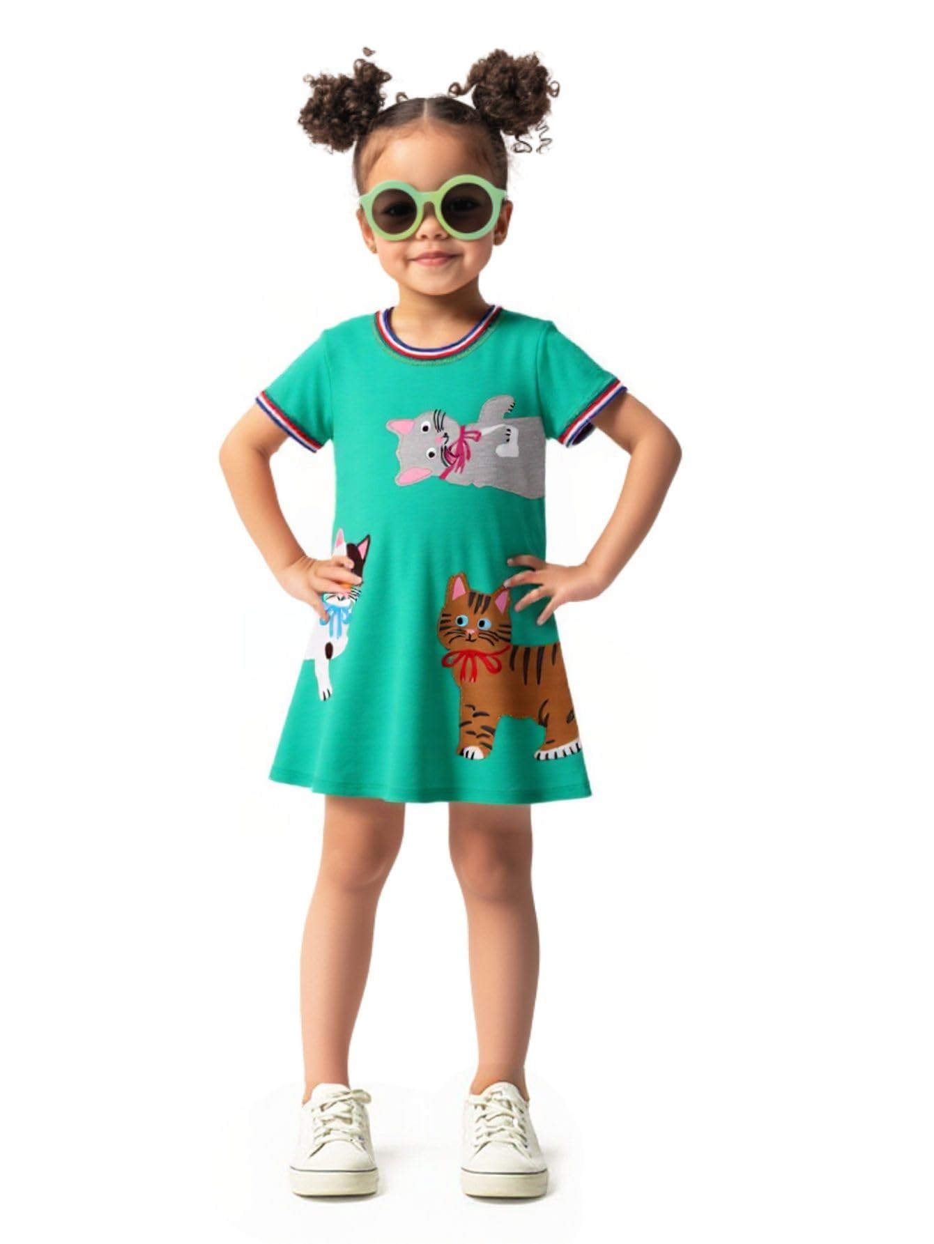 HILEELANG Toddler Little Girls Short Sleeve Dresses Easter Summer Cotton Casual Basic Jersey Shirt Sundress