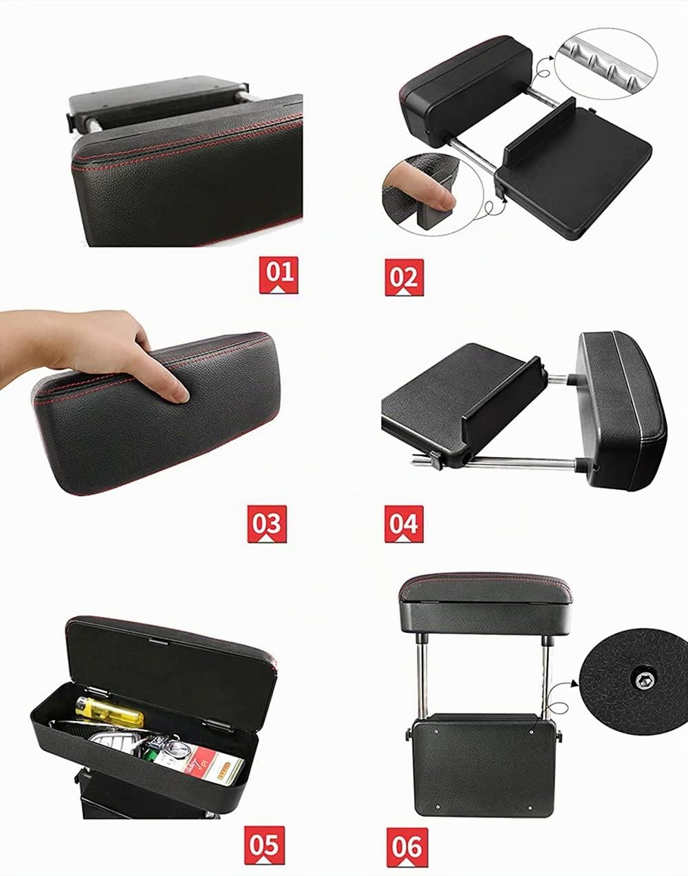Accoudoir de Voiture pour Console Centrale - Hauteur réglable - Universel, Noir