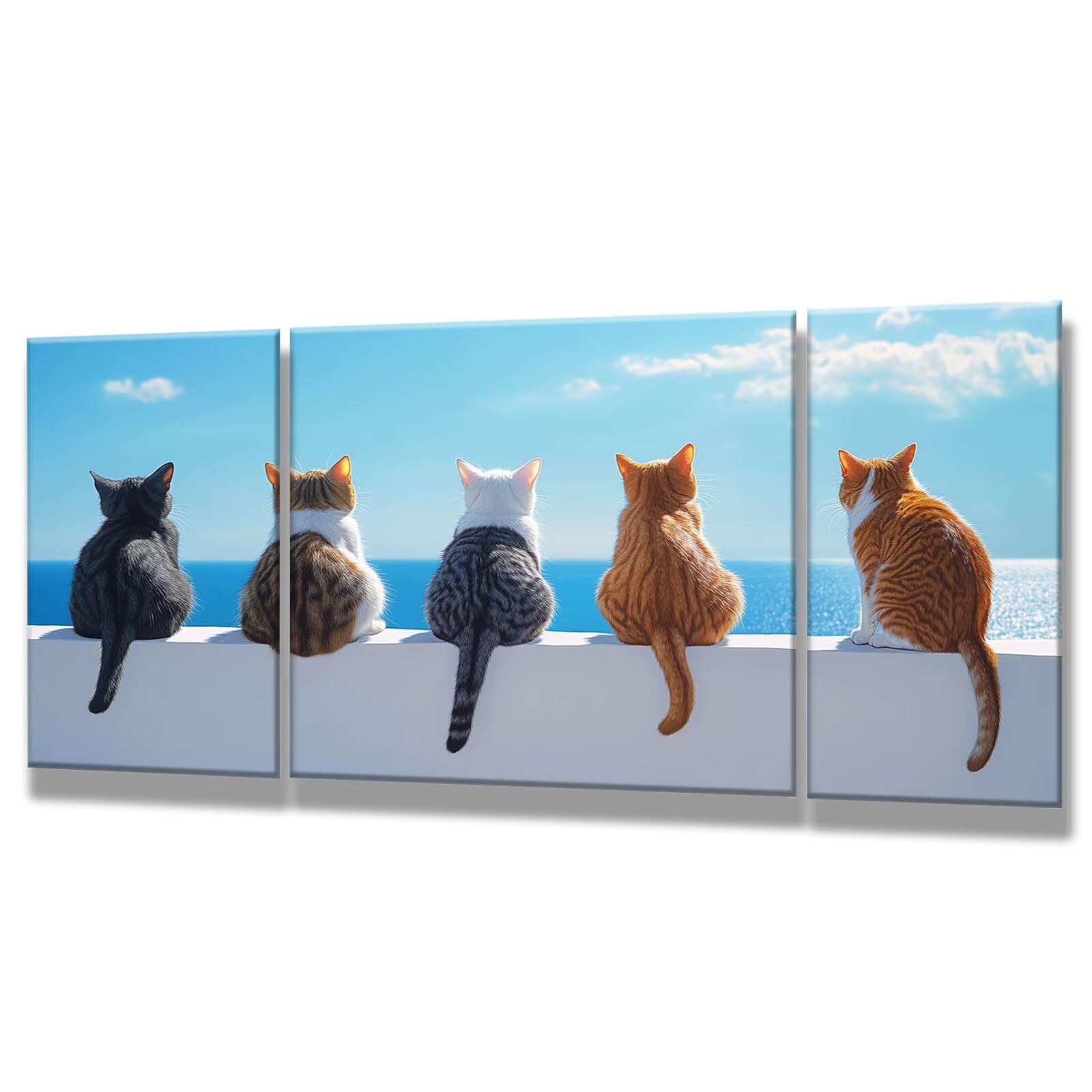 Malowanie według liczb, plaża dla dorosłych, 3 sztuki, "zrób to sam", kot, 80 x 160 cm, z pędzlami i farbą akrylową, zestaw do majsterkowania dla dorosłych, do dekoracji salonu, prezent dla kobiet, 0q