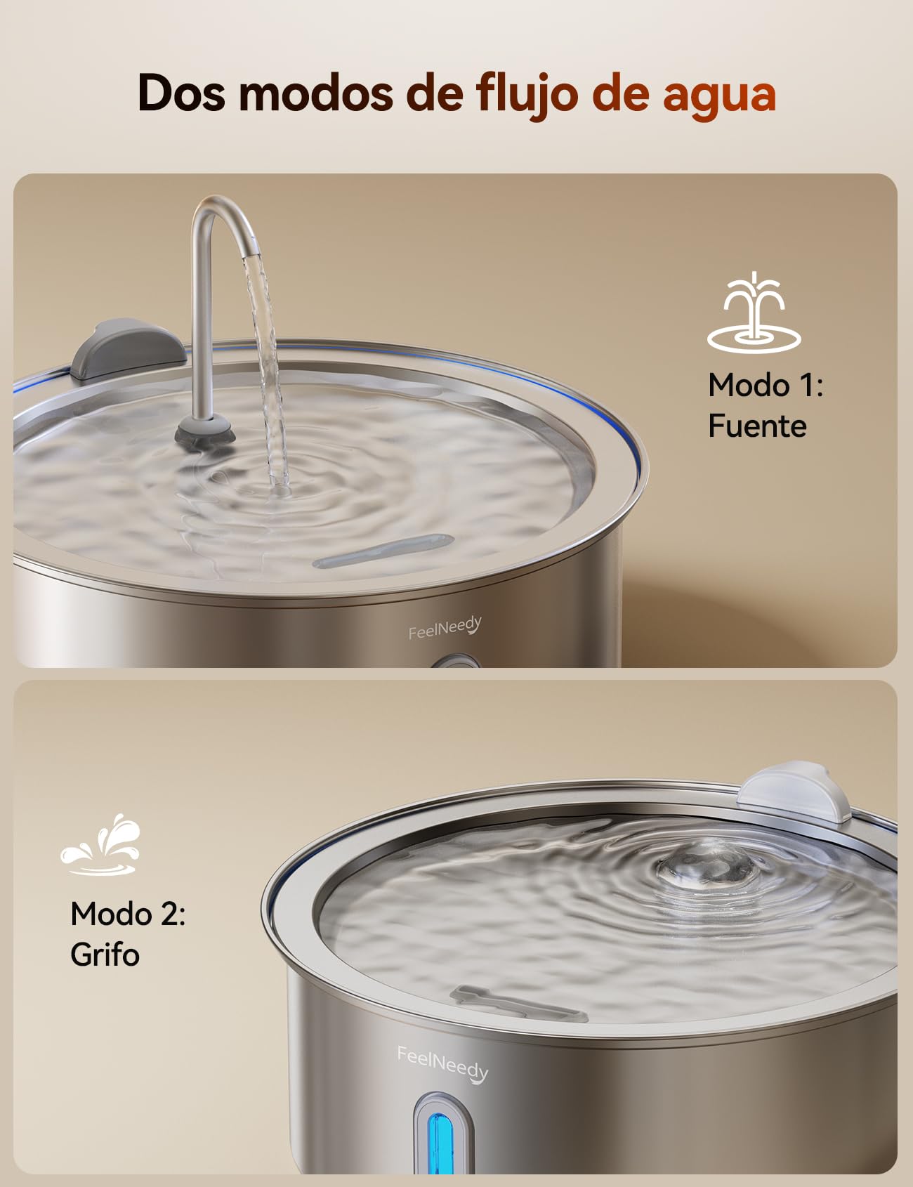 FEELNEEDY 7L Fuente para Gatos y Perros de Acero Inoxidable con 2 Filtros
