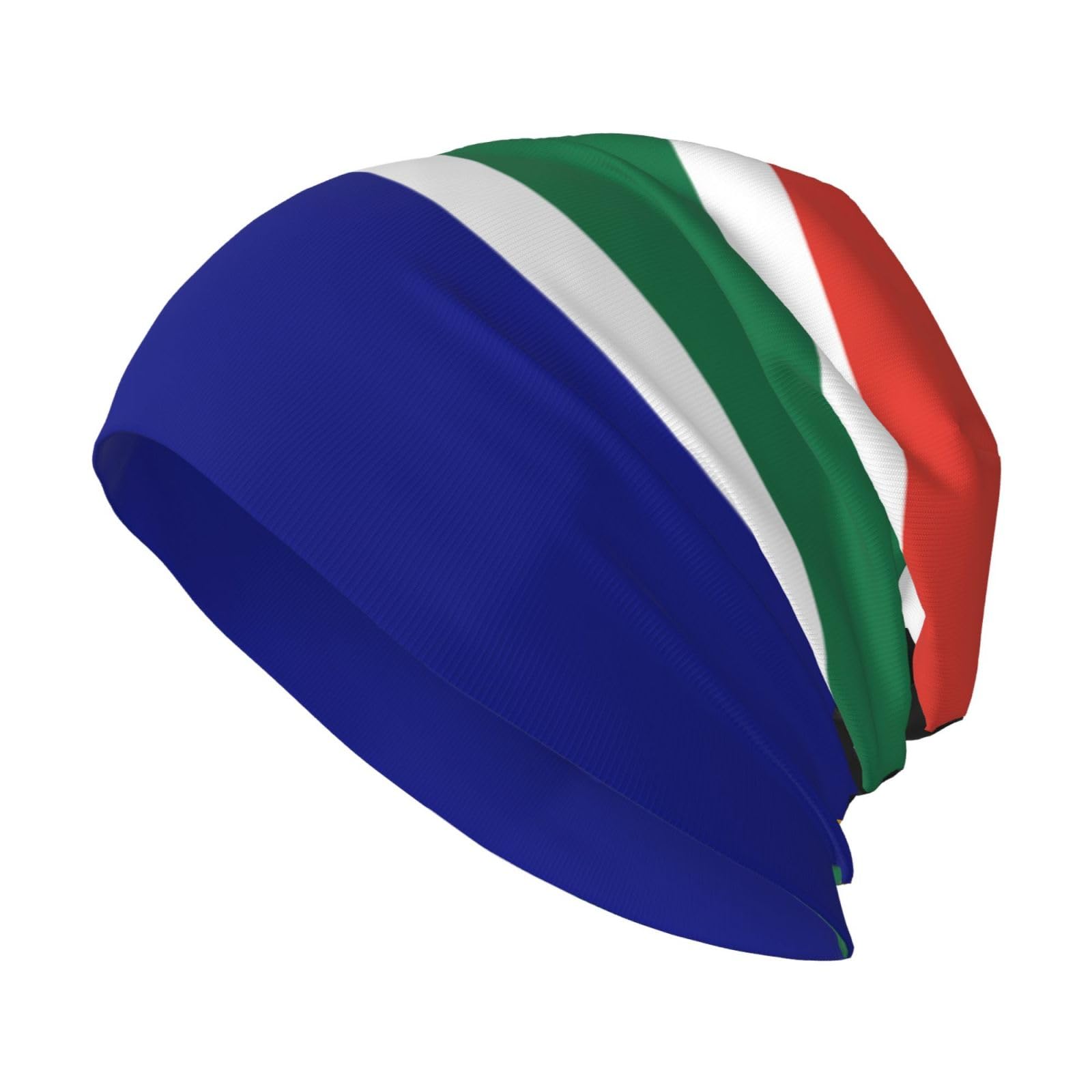 Okfsty Unisex Black South African Flag Print Slouchy Beanie Hat For Women Men, Soft Knitted Cuffed Cap Winter Warm Skull Cap For Adult