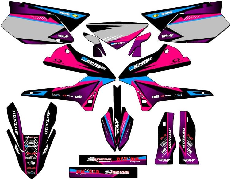 2008-2024 KLX 250 Surge Black Senge Graphics Base Kit Compatible with Kawasaki