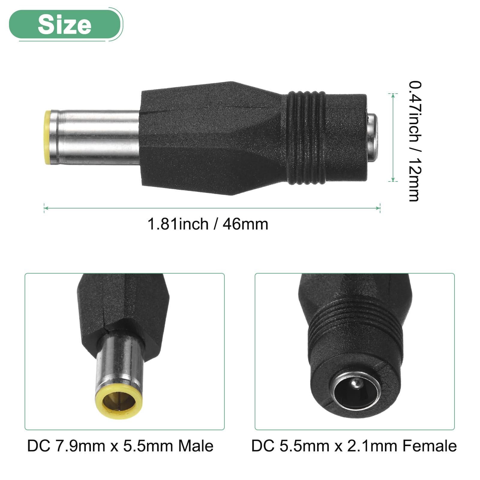 M METERXITY 2 Set Adattatore Connettori Cc Dc 8mm Femmina a Dc 5.5mm x 2.5mm Maschio e Dc 8mm Maschio a Dc 5.5mm Femmina Connettore Rame per Stazione Alimentazione Portatile/Generatori Solari