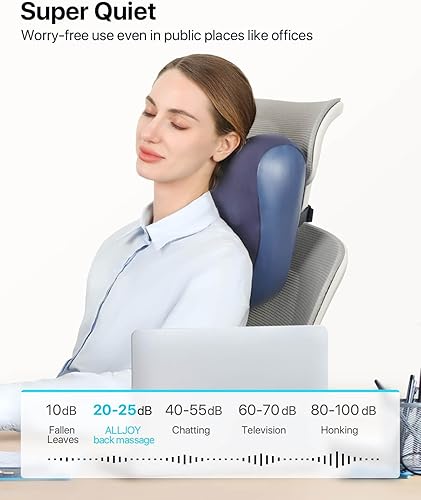 Miniatura 8 de ALLJOY Masajeador de espalda Shiatsu inalámbrico con calor, almohada de masaje de cuello, hombros y cintura de tejido profundo para aliviar el