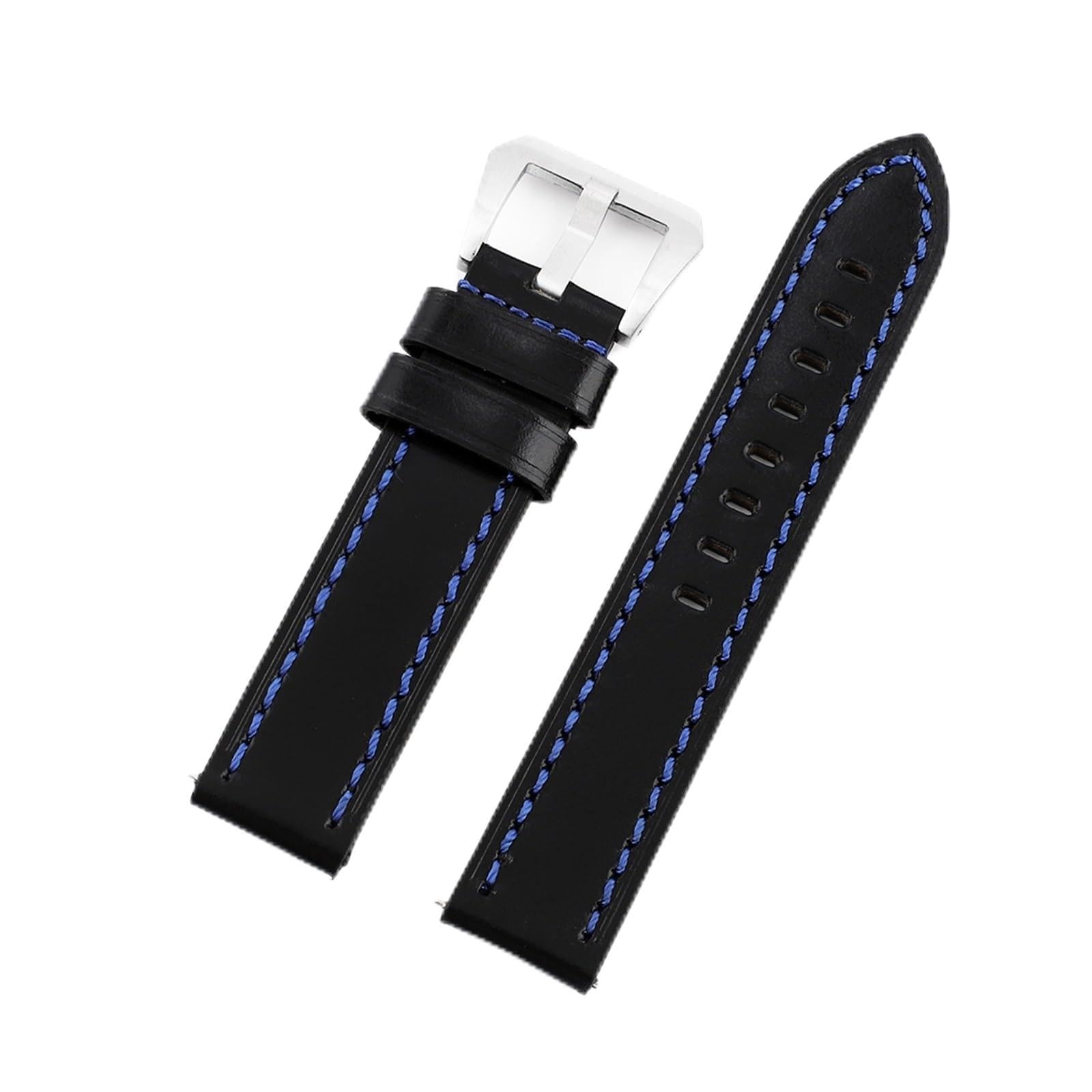 Generico Cinturino vintage da 20 mm nero blu caffè materiale morbido cinturino da uomo con cuciture fatte a mano