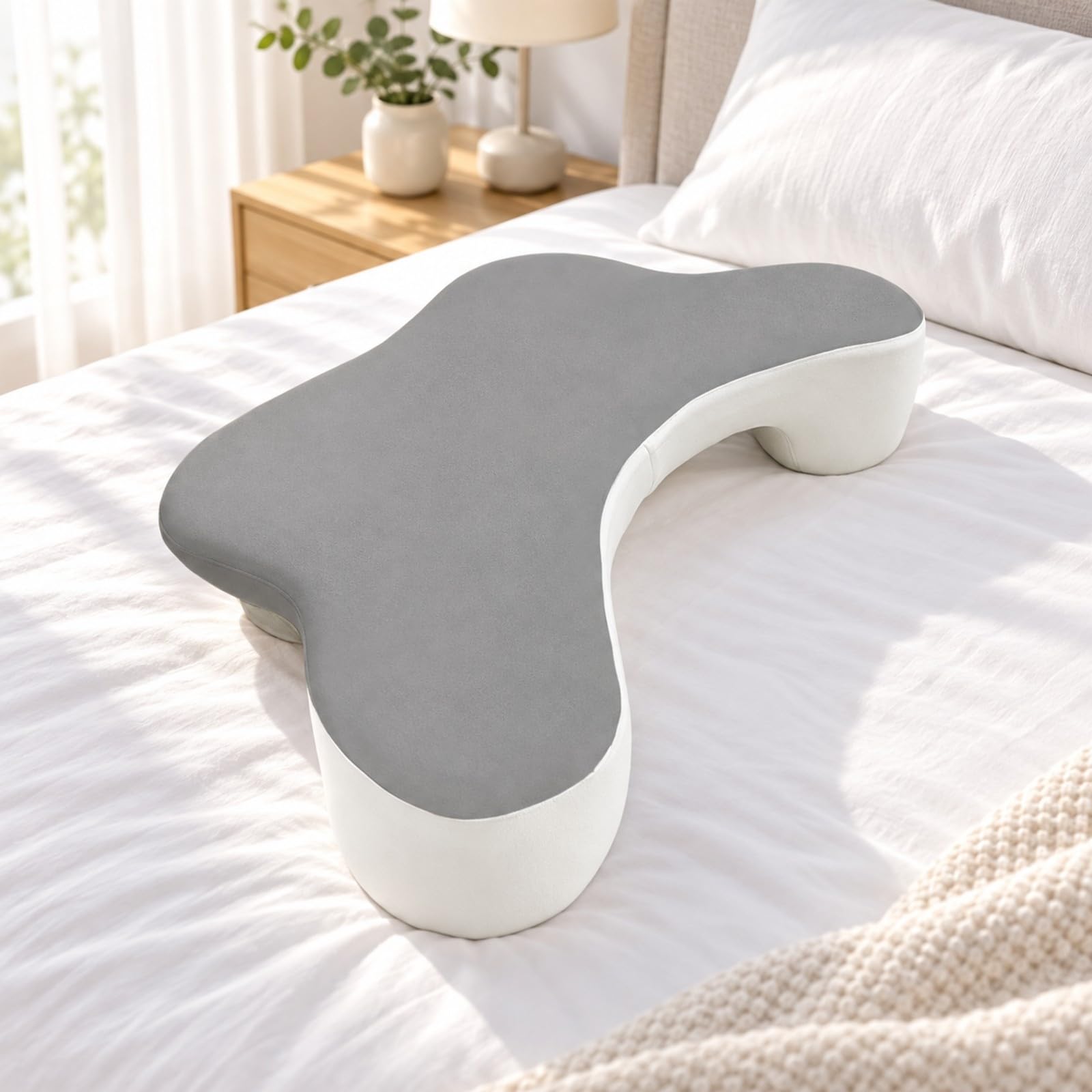 Ronyme Almohada para Dormir Lado Contorneada Soporte Medio Almohada Cervical Espuma Viscoelástica para Adultos, Gris