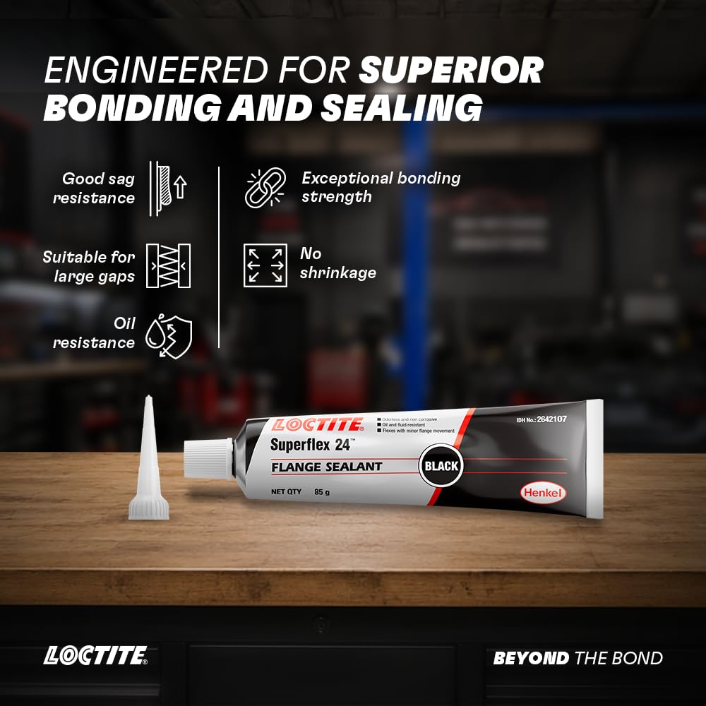 LOCTITE Superflex 24 RTV Silicone Adhesive Sealant 85g (Pack of 2)| Black | Neutral Curing | Non-Sagging | Oil Resistant | Gasket Dressing & Replacement | Industrial & Automotive Sealing product image 2