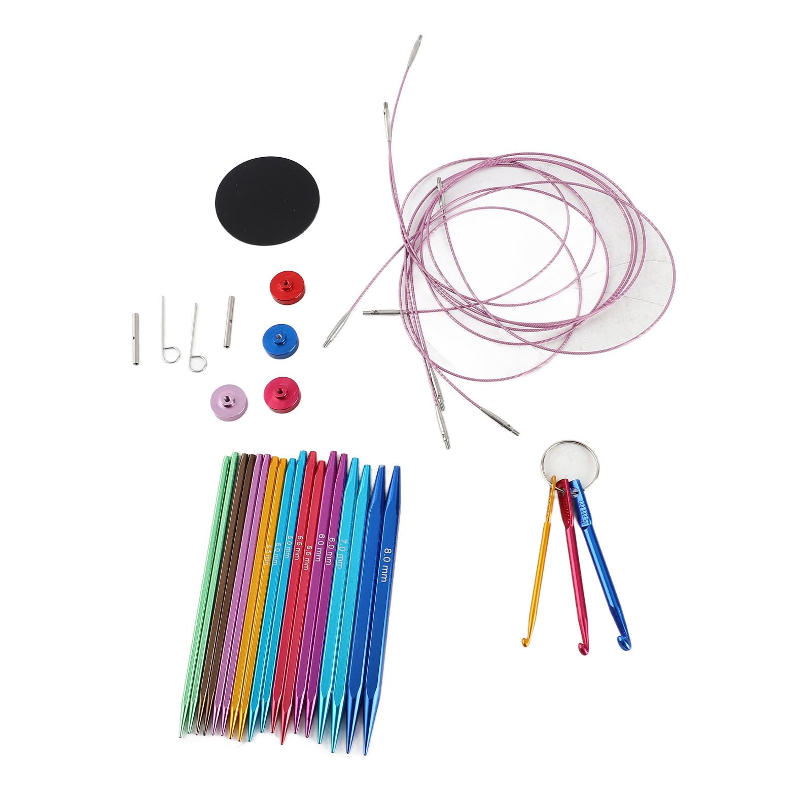 Juego de agujas de tejer circulares de aluminio, cuadradas y coloridas, para una experiencia de tejido versátil