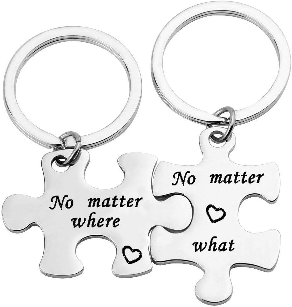 TobestuStainless Steel Puzzle Matching Keychain for Couples Lovers BFF Romantic Distance Gifts for Women Men Y1101