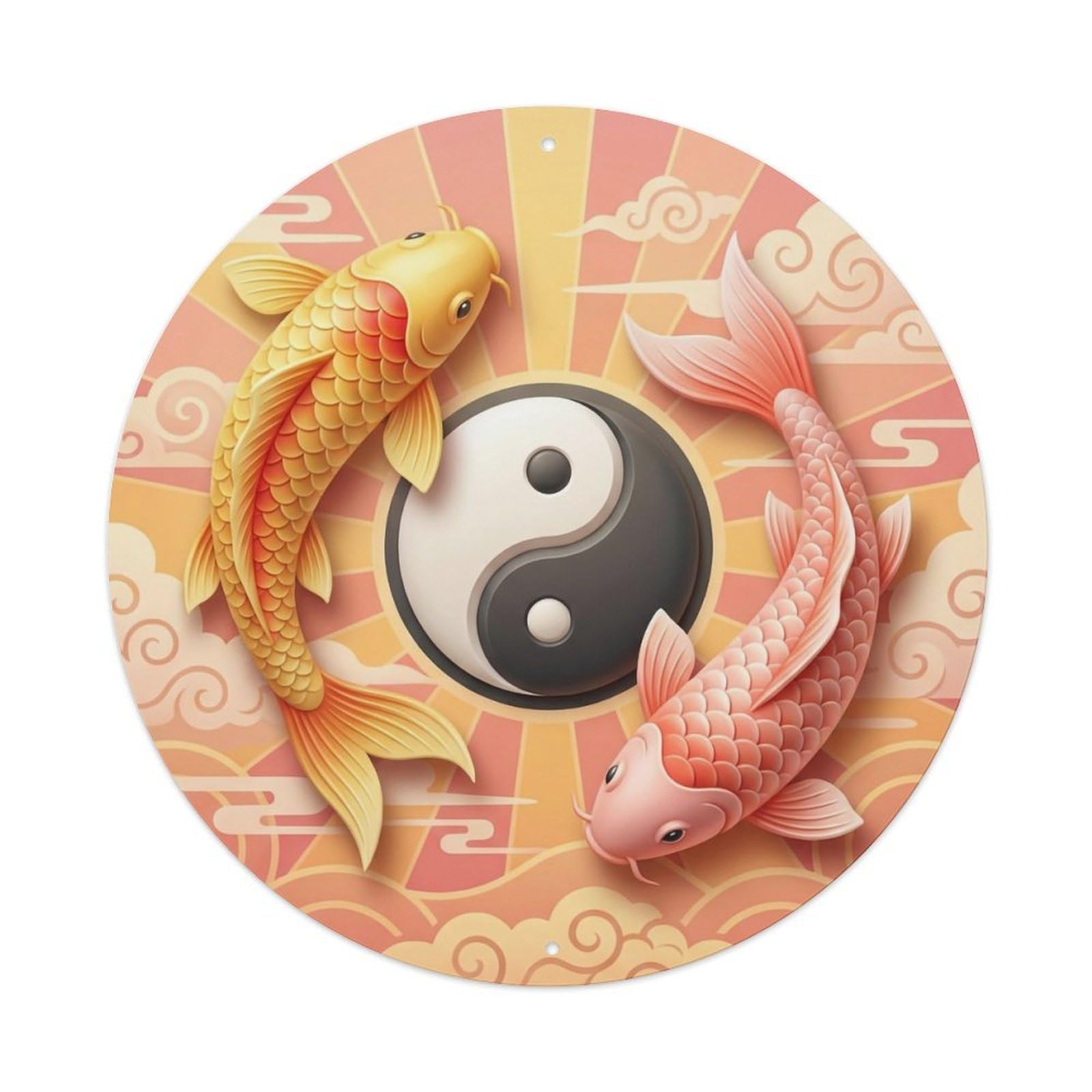 Tai Chi Koi Fish Sunrise Dawn Morning Light Hope New Metal Tin Sign
