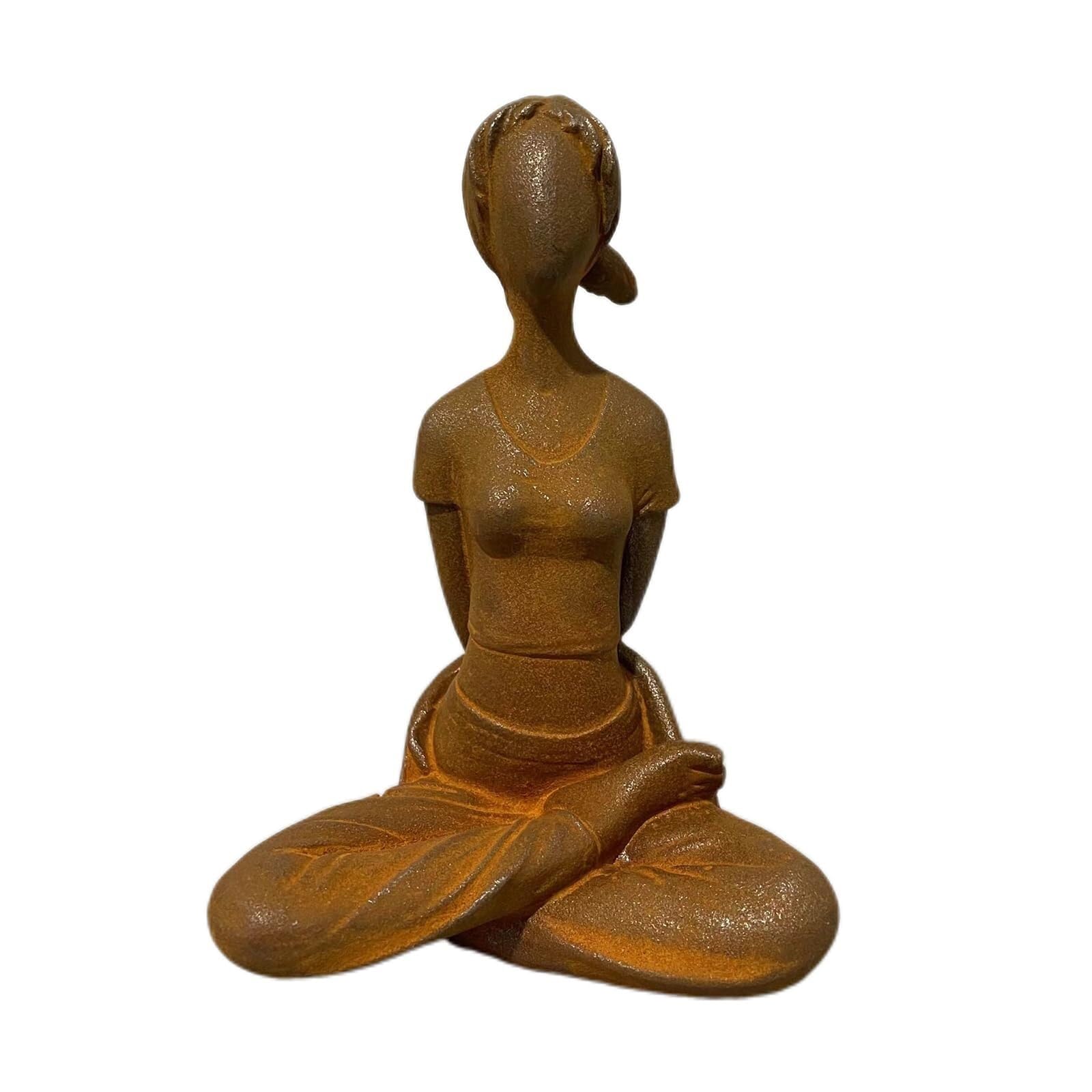 Yofab Office Cubicle Decor Cast Iron Yoga Statues Figurines Vintage Pose Sculptures for Home Décor Coffee Table Centerpiece(Cross Legs)