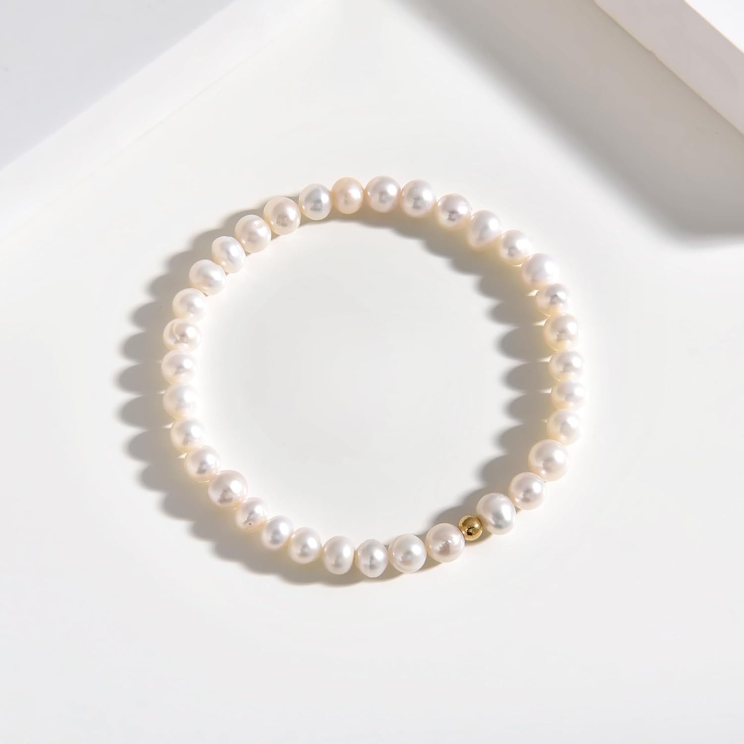 ZVVBOO Real Pearl Stretch Bracelet for Women – Freshwater or Baroque Pearls with Gold or 925 Silver Spacer – Jewelry Gift