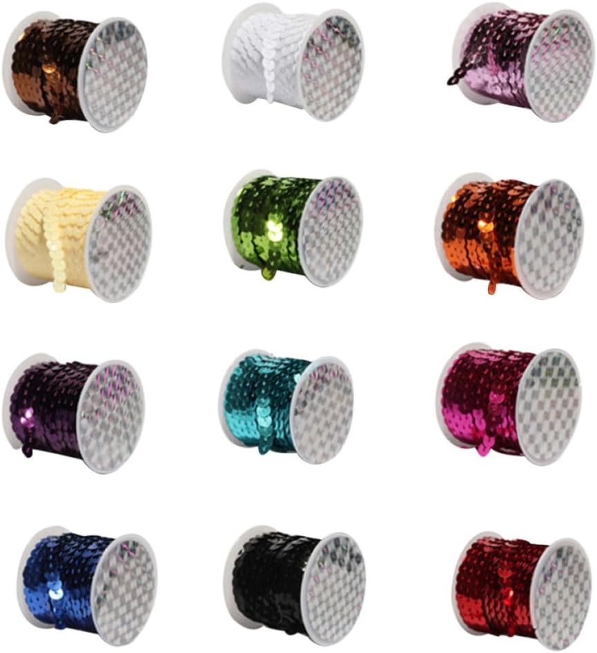 String Ribbon Applique 6mm 12pcs Flat Sequins for DIY Bridal