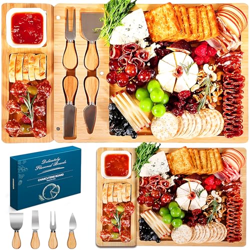 Easoger Large Bamboo Charcuterie Board Set with Code LV88KEU7