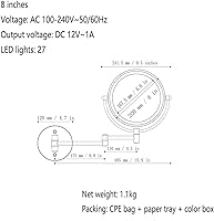 Vista 7 de Wall-Mounted Makeup Mirror LED Lighted Makeup Mirror Wall Mount 8 Inches 5X Magnified Double-Sided Vanity Mirror with Lights