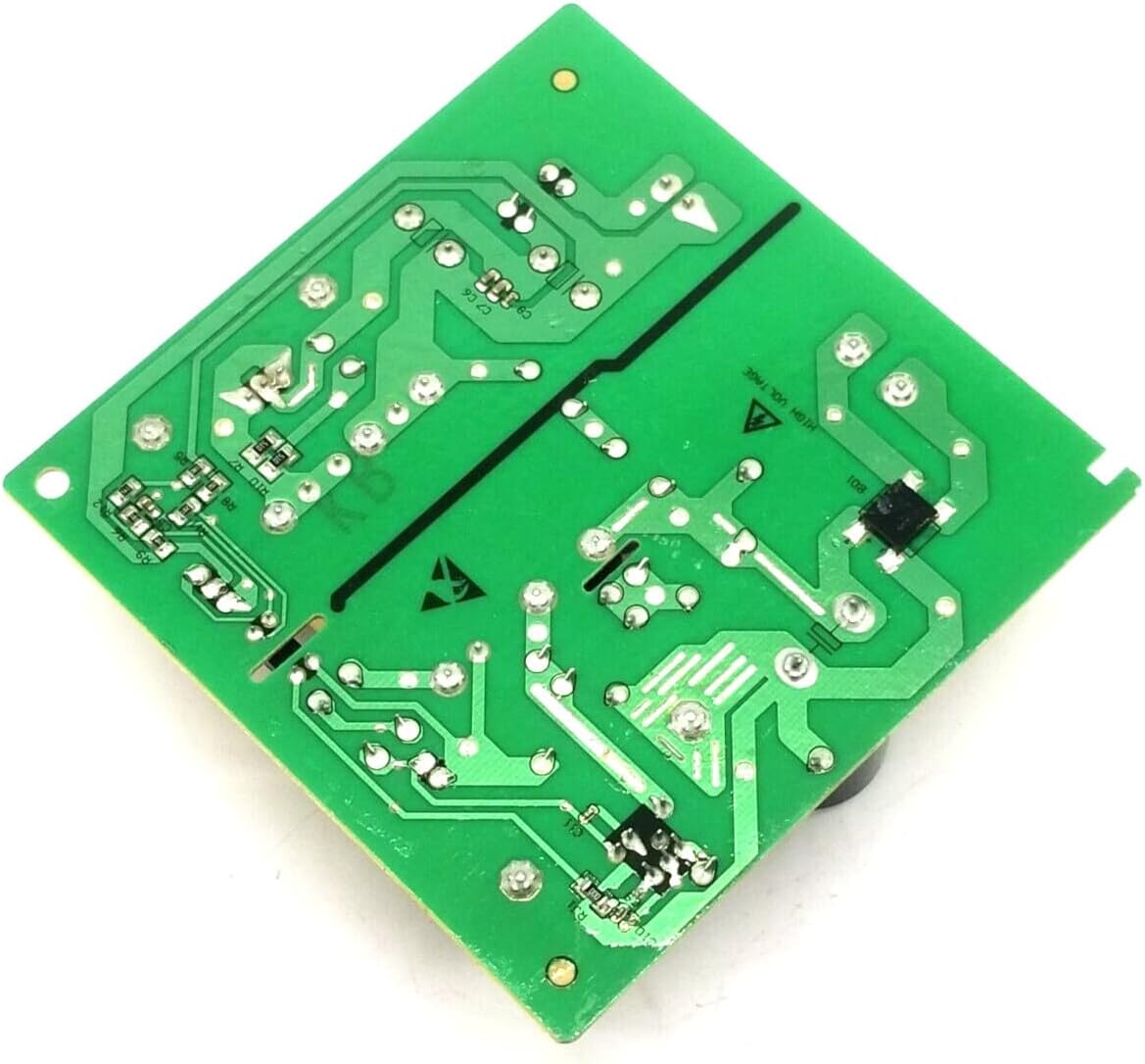 Bottom view of the control board showing circuit traces and solder points
