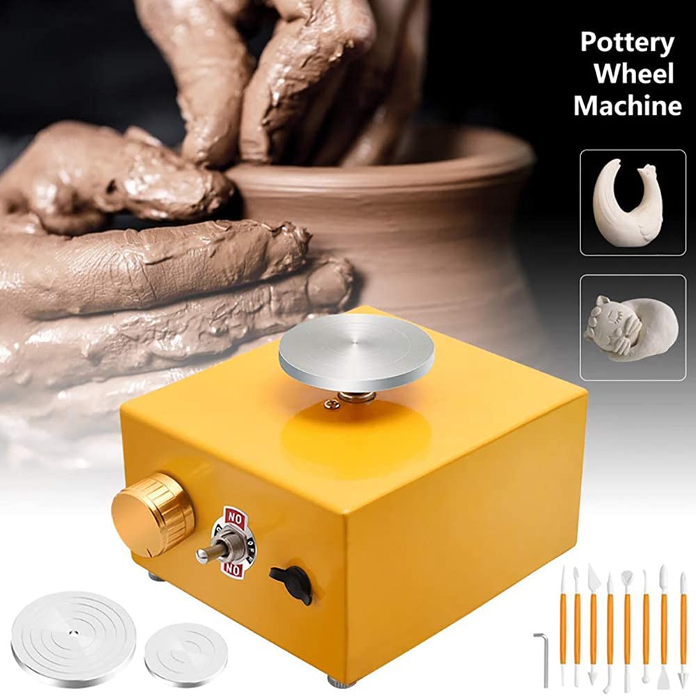 Mini Rueda de Cerámica 6.5cm 10cm Placa Giratoria, Máquina de Alfarería Eléctrica 2000 RPM para Hacer Arcilla, Cerámica, Bricolaje de Cerámica o uso Doméstico,Red