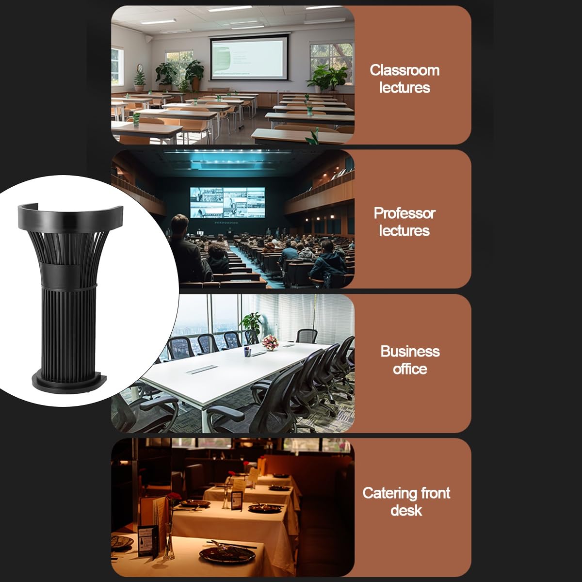 Generisch Rednerpult aus Edelstahl mit offenem Stauraum – Vielseitiges Stehpult für Büro, Konferenz, Kirche, Zuhause und Restaurant, langlebiges und stilvolles Design