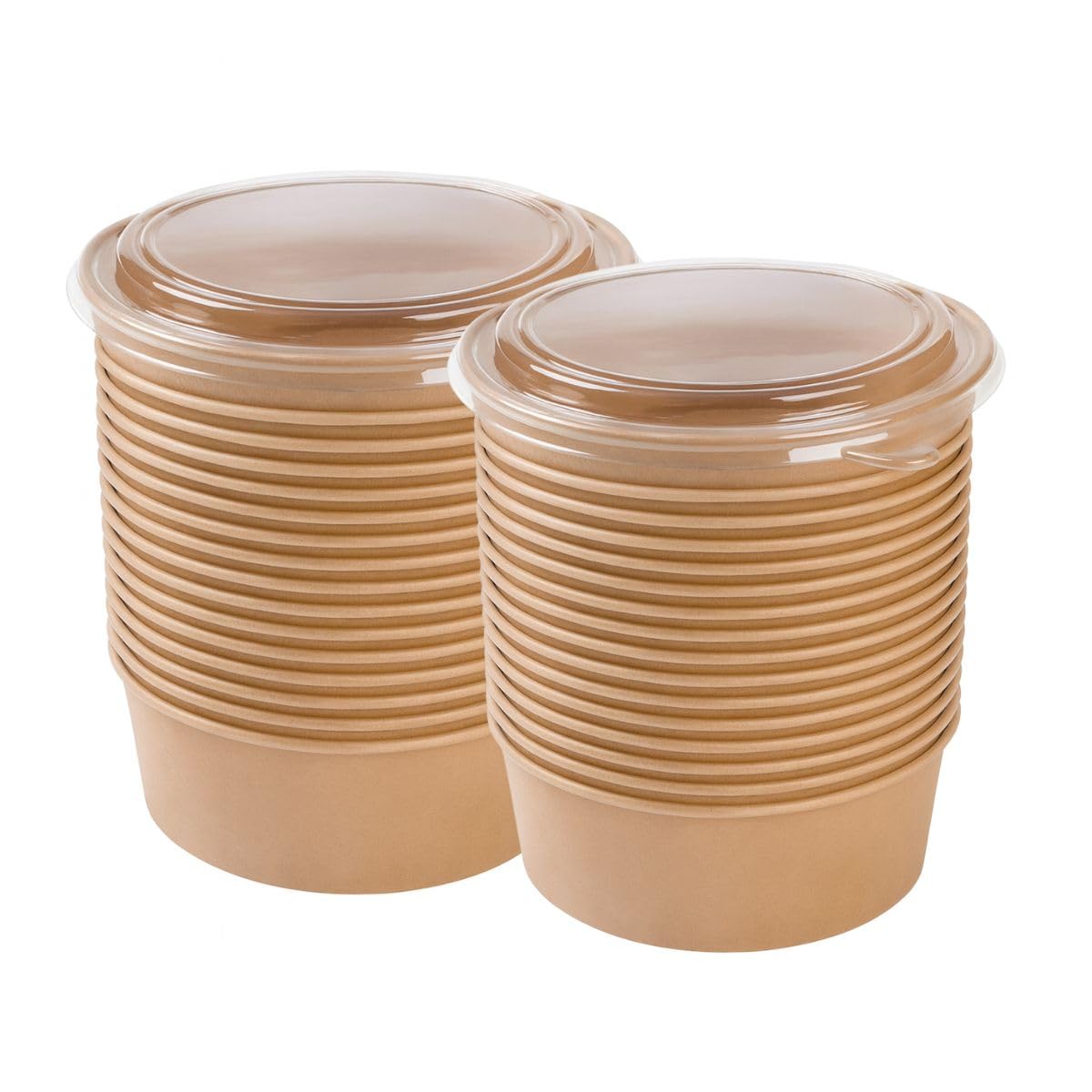 200 Bowl Poke 750 ml con Coperchi - Cartone Rivestimento PLA - Resistenti a Cibi Umidi e Unti