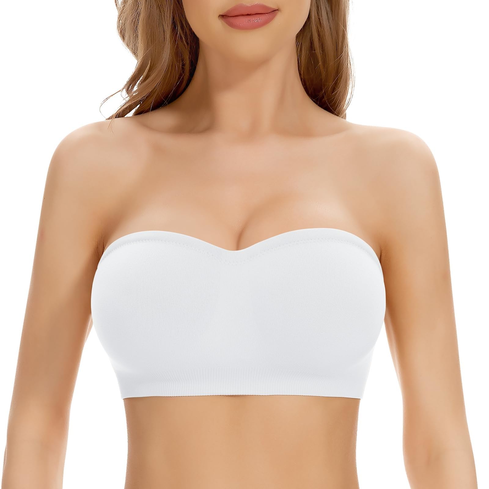 Soutien Gorge sans Bretelles Femme Sexy- Soutien Gorge Bandeau Antidérapant Couleur Unie Confortable Simple Invisibilité Lingerie sans Coutures Chic Et Élégants Décontracté Brassiere Doux Bra