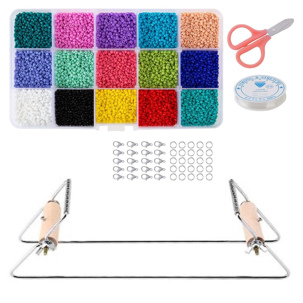 Set di cornici per perline con 15 colori, perline Loom, per lavori a maglia, per gioielli fai da te (argento)