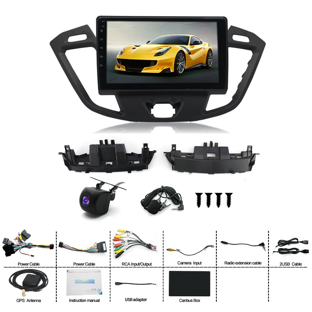 2+64G Android 13 Autoradio für Ford Transit/Tourneo Custom 2013-2018 mit Wireless Carplay Android Auto, 9 Zoll Touchscreen Radio mit GPS WiFi Bluetooth Rückfahrkamera Mirror Link FM/RDS