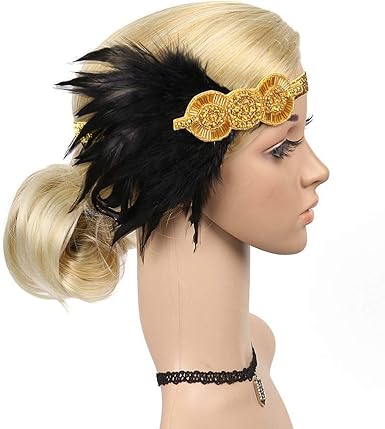 Amazon Co Jp 三番目の店 ターバン風ヘアバンド 羽飾り ヘッドバンド ヘアアクセサリー 宴会ヘアアクセサリー スポーツターバン ビューティー