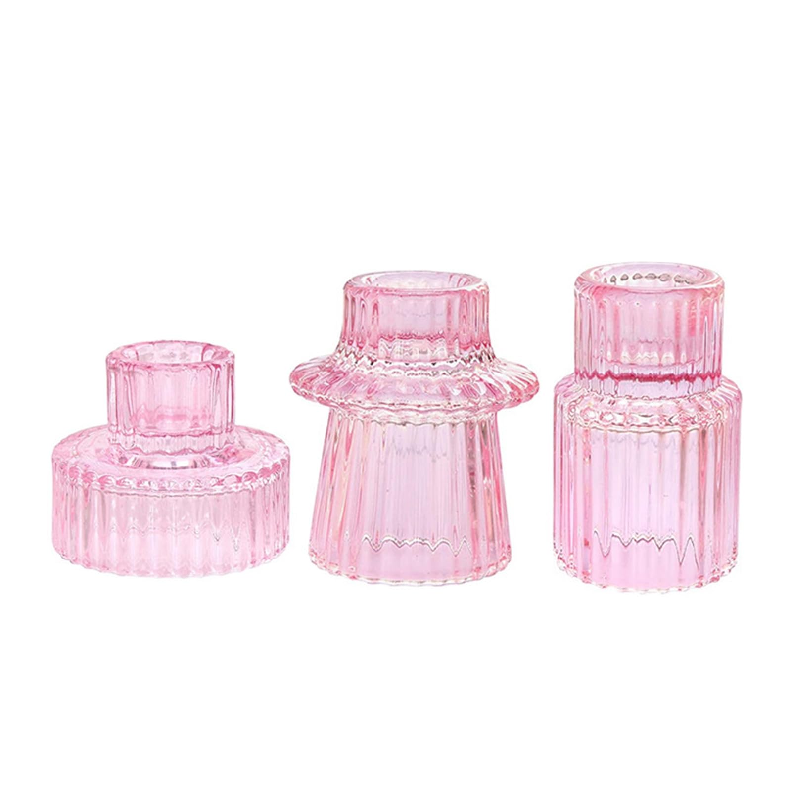 KUPOO Portacandele In Vetro Conici Rosa: 3 Pezzi Per Centrotavola, Matrimoni E Cene