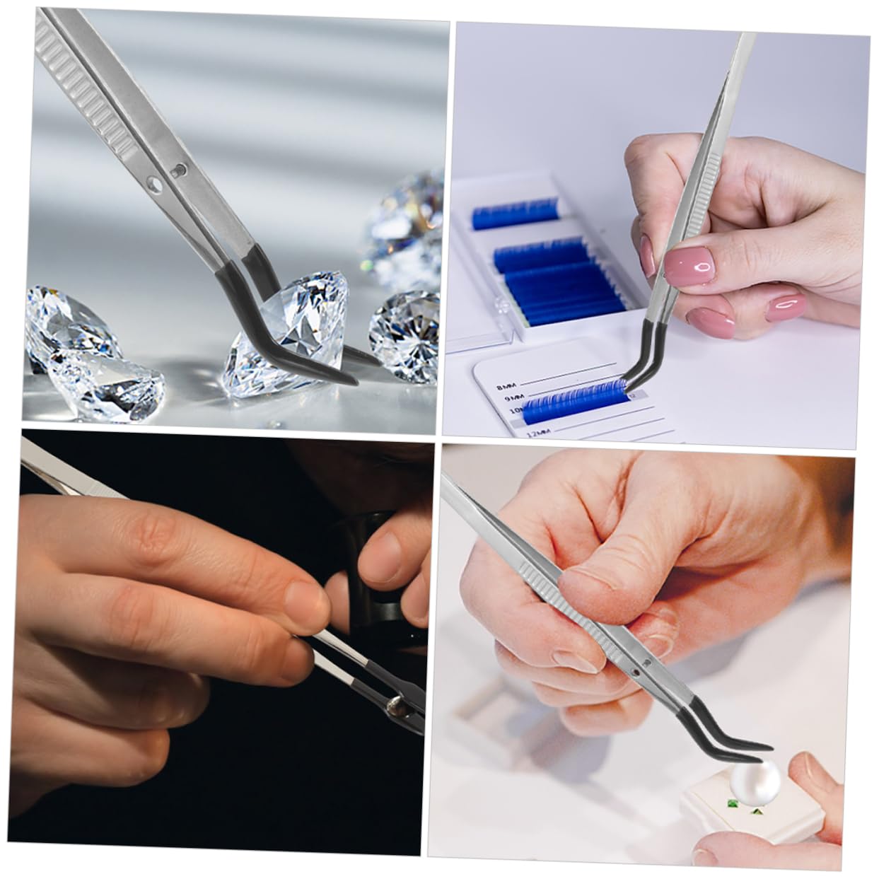 Hemobllo 8pezzi Pinzette Inossidabile Per Artigianato e Makeup Pinzette Multiuso Per Applicazione Ciglia Finte e Collezionismo Francobolli Eleganti e Facili Da Pulire