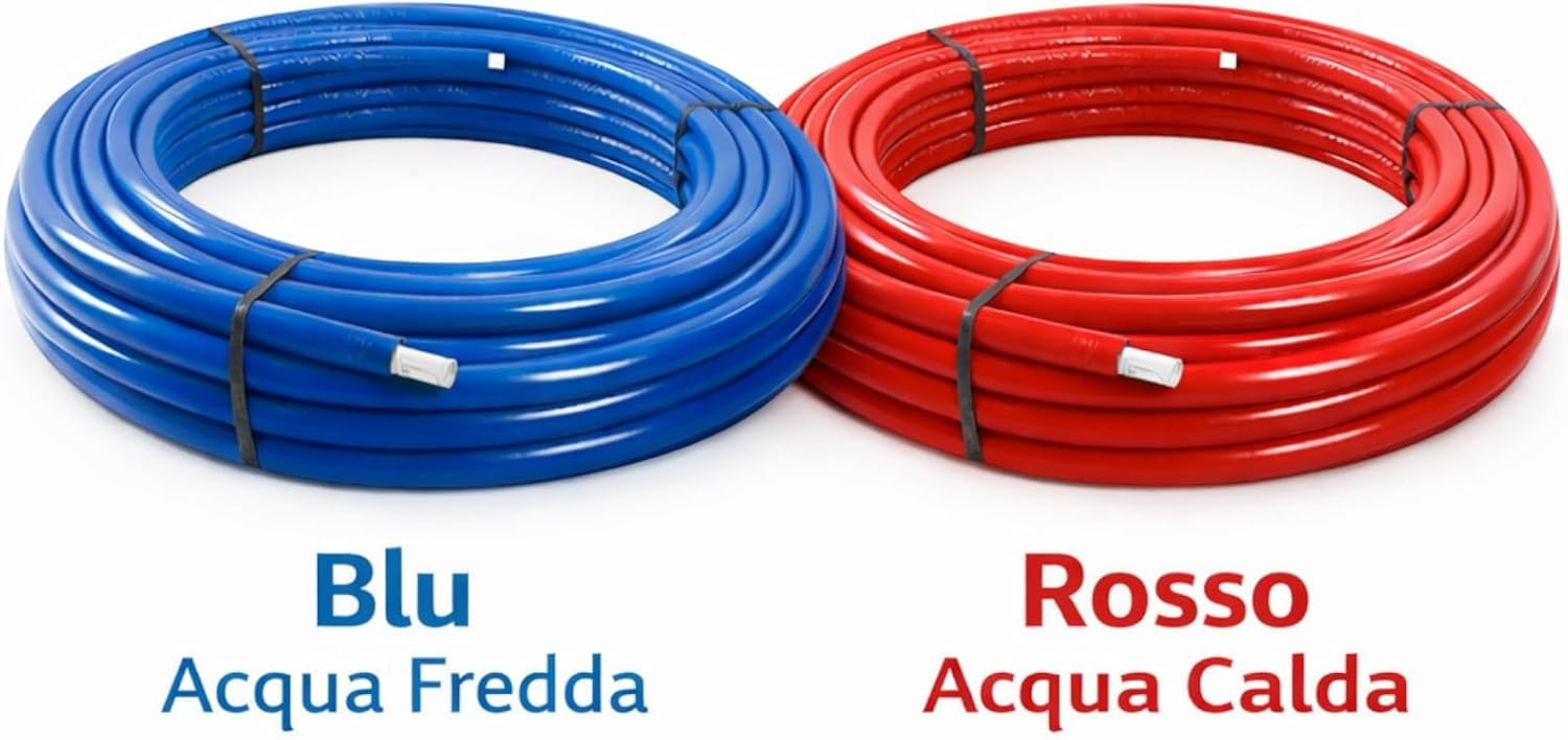 Tube Multicouche Isolé Bleu 16 mm 50 m PERT-AL-PERT pour Installation Eau Chaude et Froide Chauffage Isolation Thermique Haute Résistance Pression Température Usage Professionnel