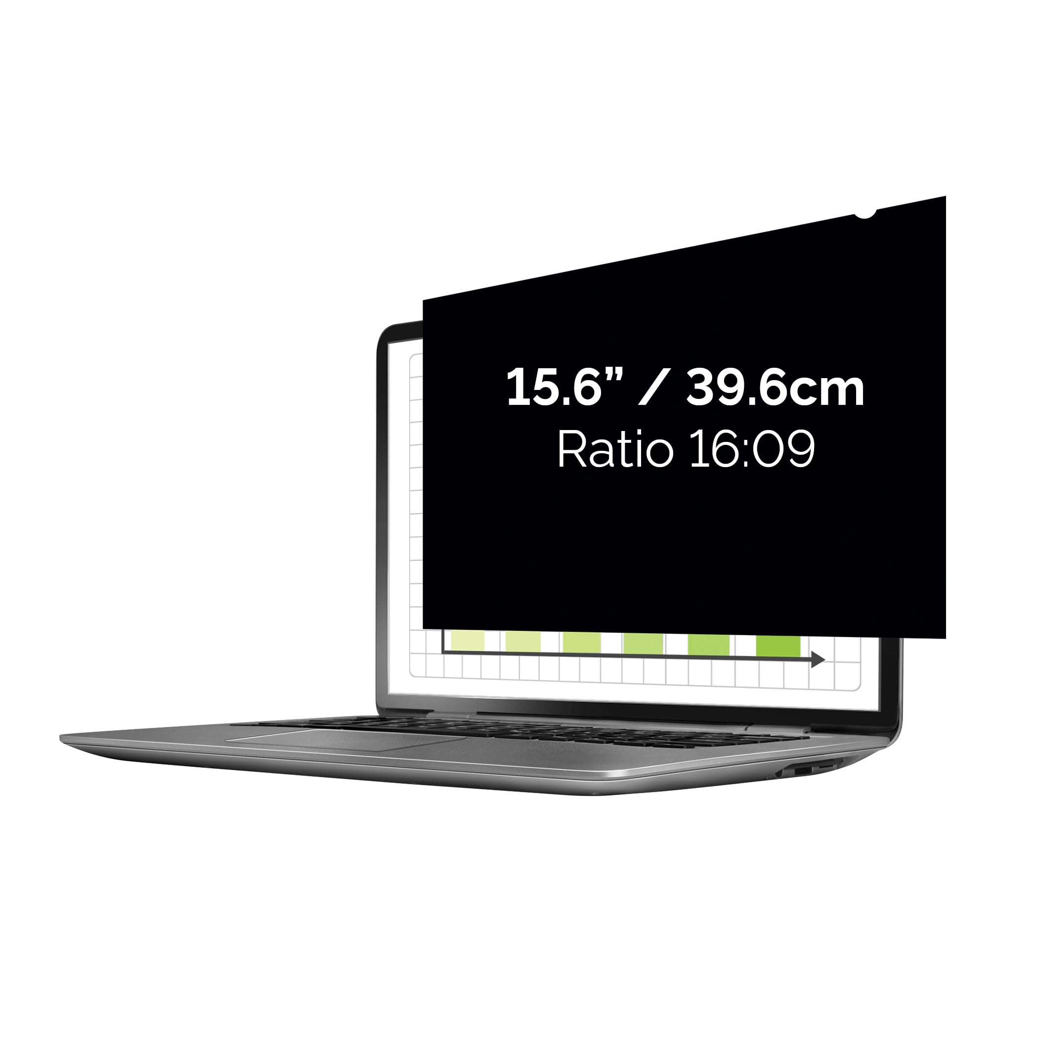 Fellowes Filtre de confidentialité PrivaScreen™ - Protection d’écran pour ordinateur portable 15,6 pouces (format 16:9, 345 x 194 mm) - Fixation et retrait faciles avec languettes Quick Reveal