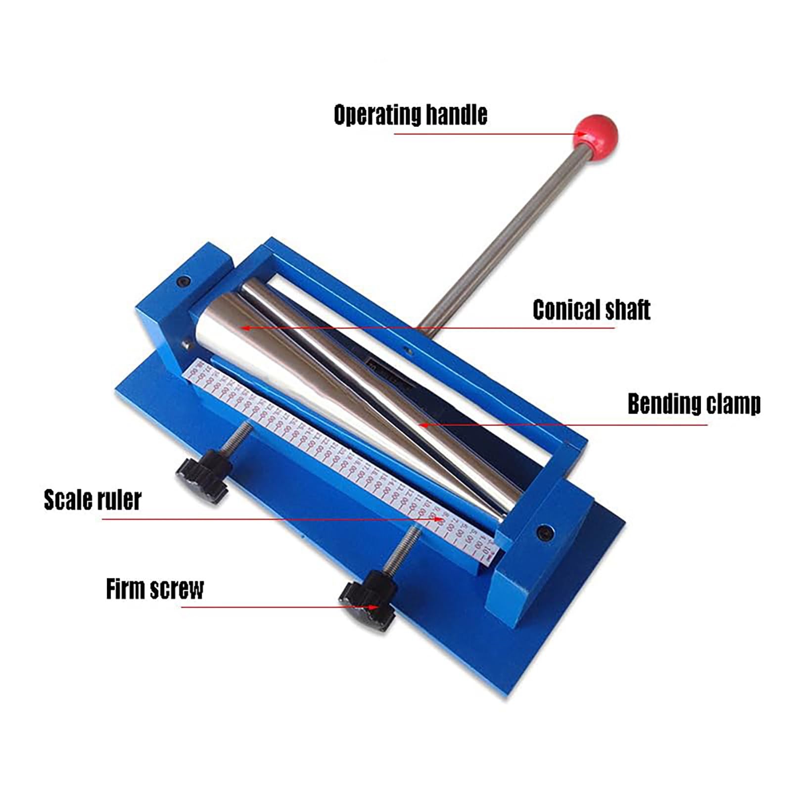 Tester di flessione a mandrino conico per la flessibilità dei rivestimenti, diametro 3,2-38 mm, lunghezza 203 mm, conforme alla norma ISO 1519.