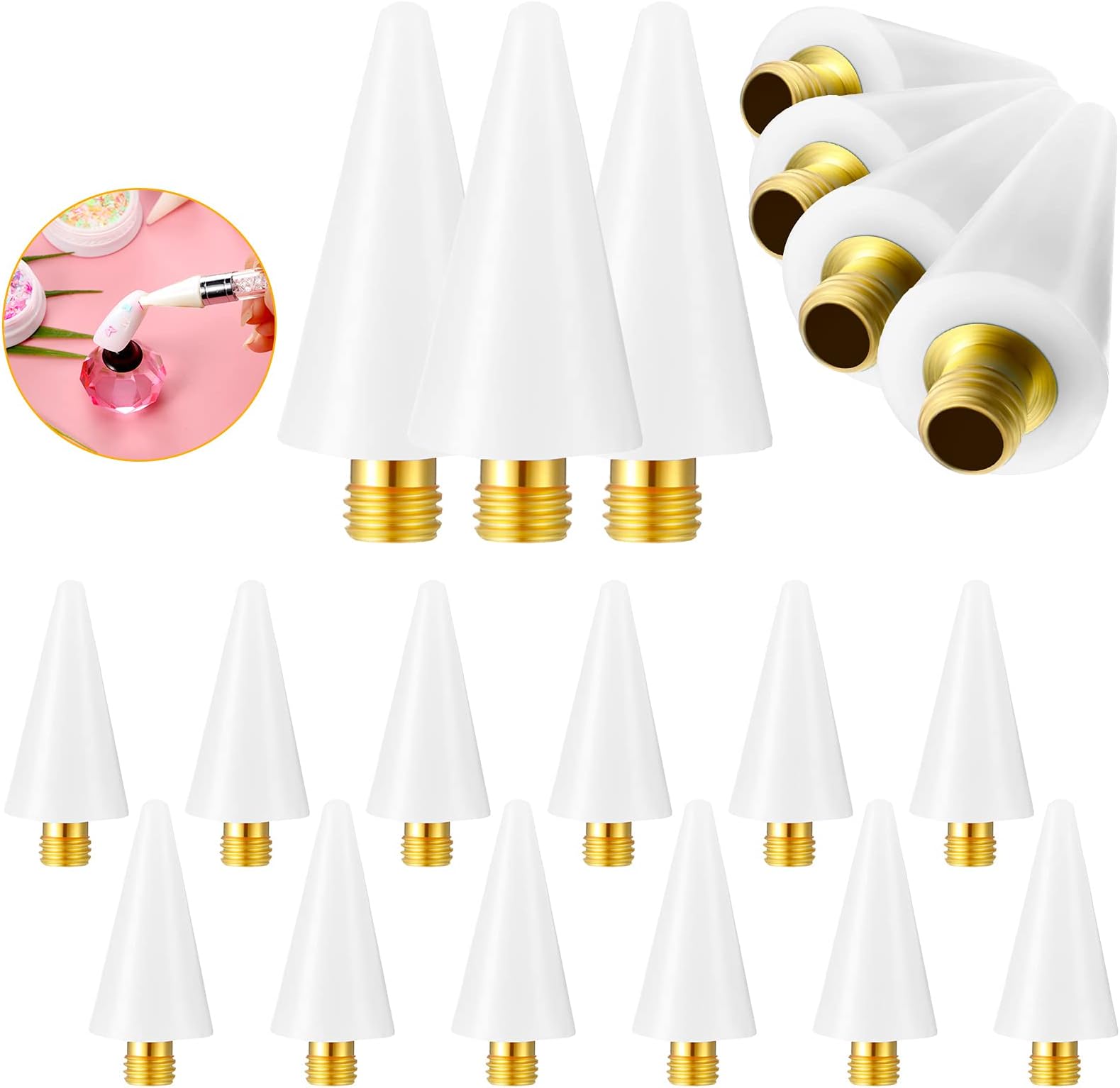 Blulu 12 Pieces Wax Tips for Nail Rhinestone Picker Tool Rhinestones Replacement Diamond Painting Head Tips Dotting Pen to Pick up Gem Jewelry, Replacement Wax Head Accessories(White)