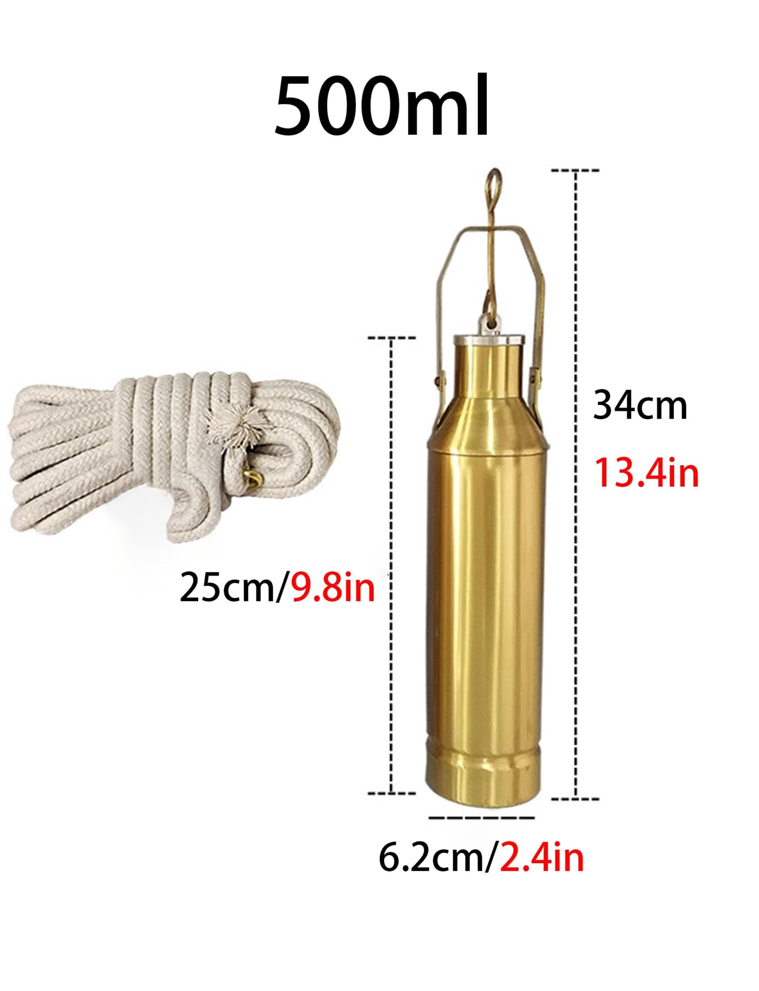 Campionatore di liquidi in rame, kit for campioni di olio (300/500/1000 ml), strumento portatile for campionamento di olio for petrolio, prodotti chimici e laboratorio, estrattore(500ml)