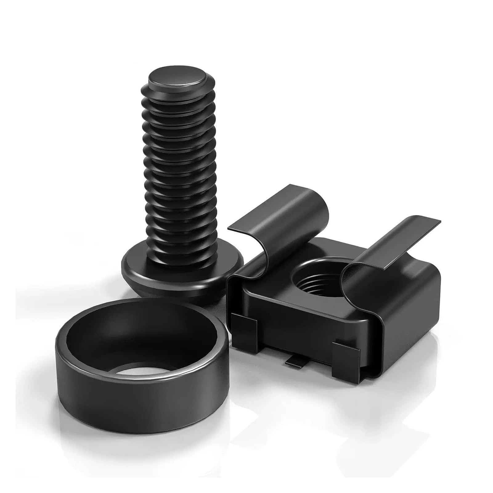 50 PACK M6 X 16mm Rack Mount Cage Nuts, Screws And Washers For Server Cabinet, Shelves, Routers(Black)