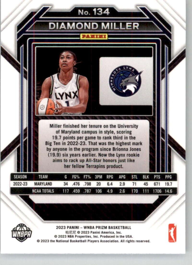 Amazon.com: 2023 Panini WNBA Prizm #134 Diamond Miller RC Rookie