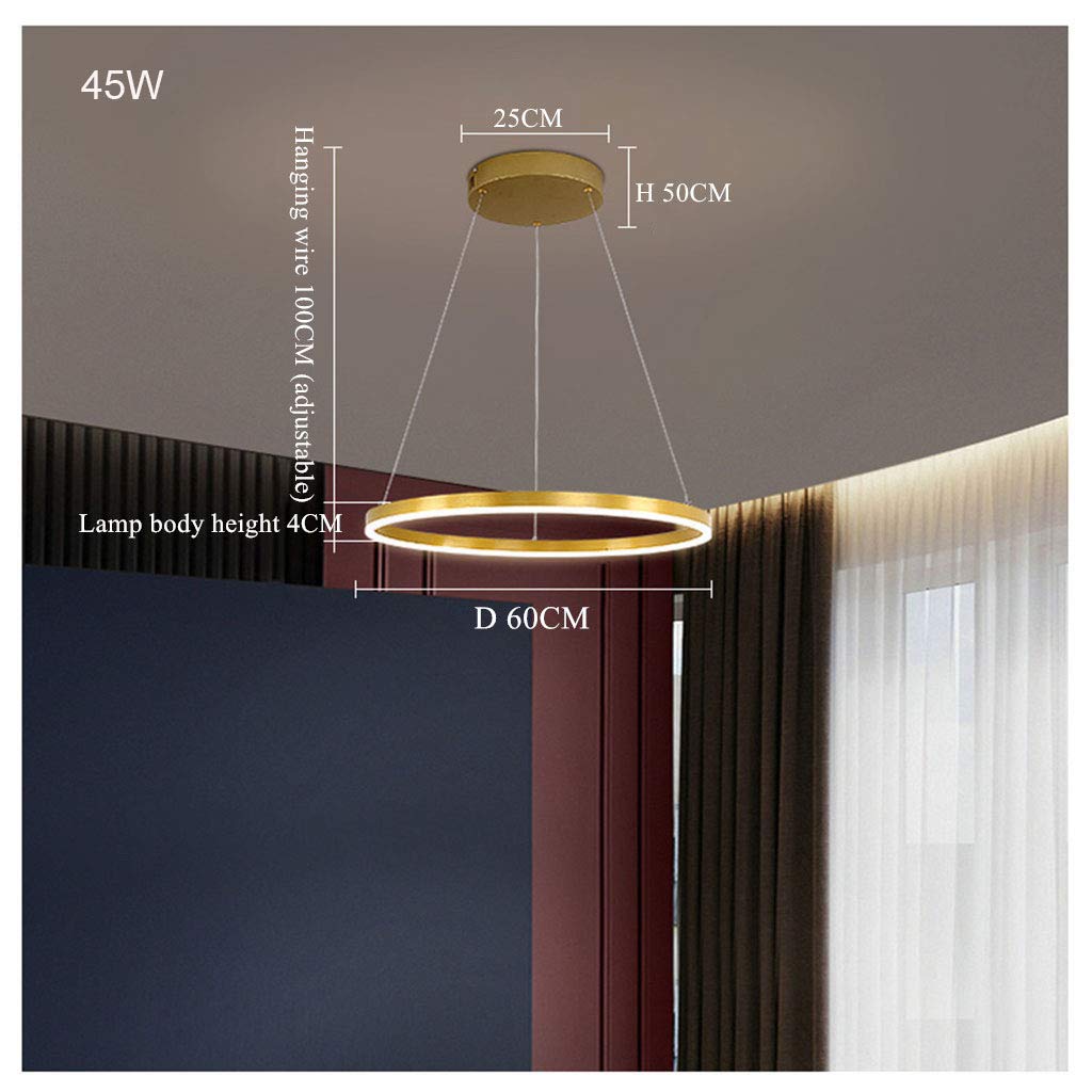 LED Pendellampe Wohnzimmerlampe Pendelleuchte Dimmbar Mit Fernbedienung Kronleuchter Moderne Esstischlampe Aluminium Runde Acryl Beleuchtung Deckenleuchte,Braun,1lap 60cm