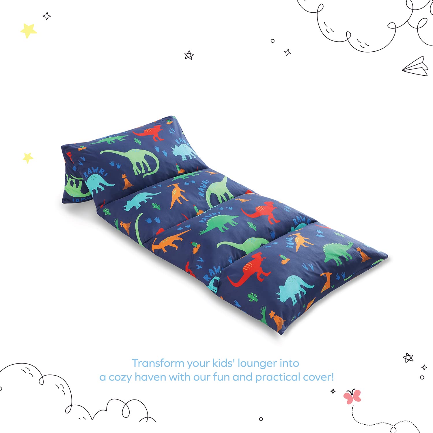 Dinosaur Lounger Cover, Lounger Cover Blue, Lounger Cover Boy, Breathable & Dinosaur Lounger Cover for Newborn Lounger Pillow Case for Babies Snug  Fitted Removable Slipcover Babynest Cover for Boys \u0026 Girls Lovey Super Soft
