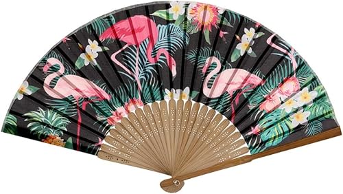Miniatura 4 de HeyToo Abanico plegable de mano para mujer, ventilador plegable con estampado de bambú, ideal para decoración, boda, fiesta temática de aniversario,