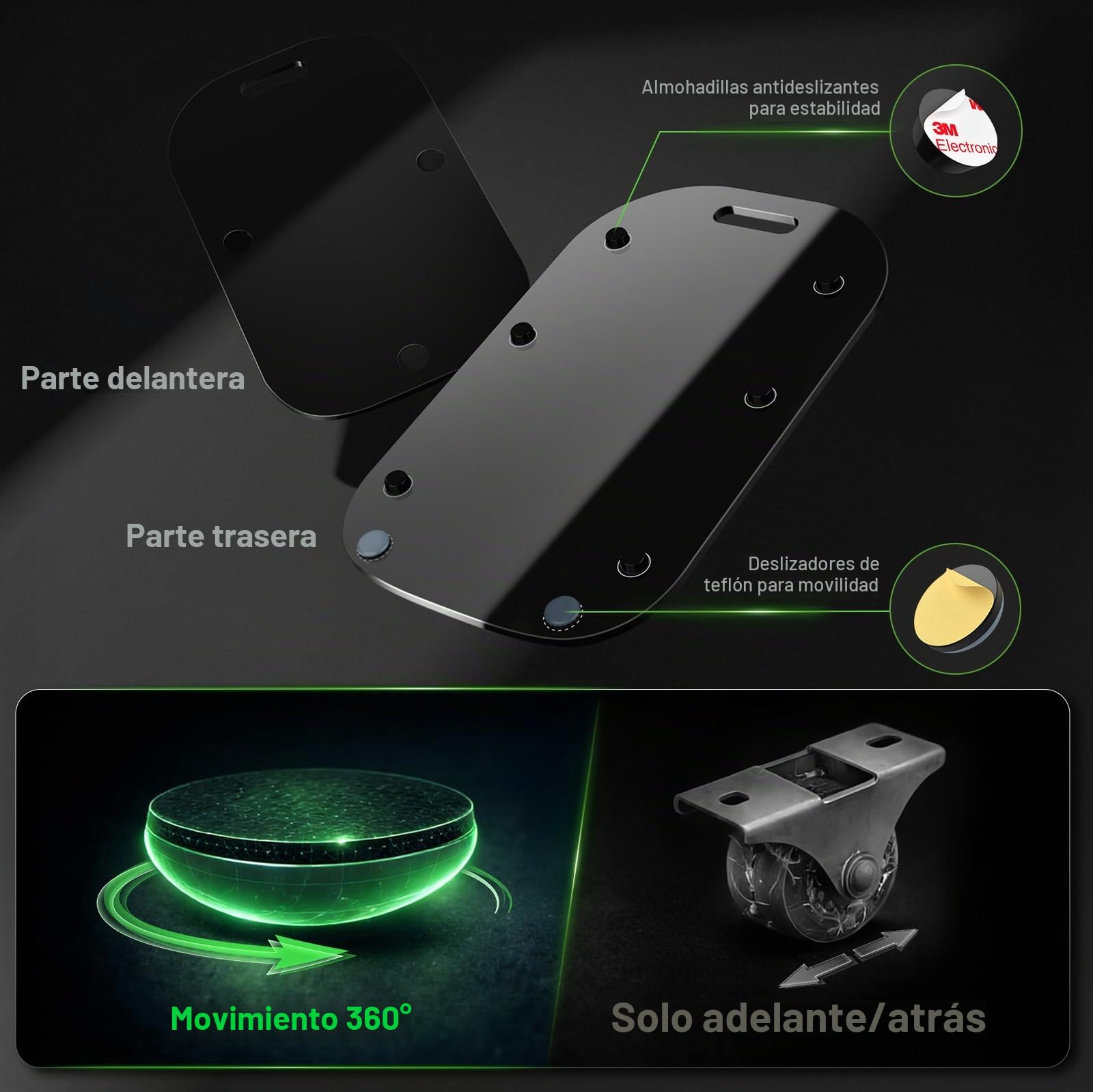 Tabla deslizante para Thermomix TM7, tabla para Thermomix negro | con deslizadores de teflón suave de 360°, tabla rodante de cristal acrílico sin BPA, accesorio para Bimby TM7