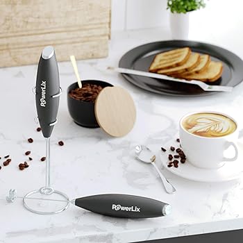 New Double Whisk + Improved Motor - PowerLix Milk Frother Handheld Battery Operated Electric Foam Maker For Coffee La...
