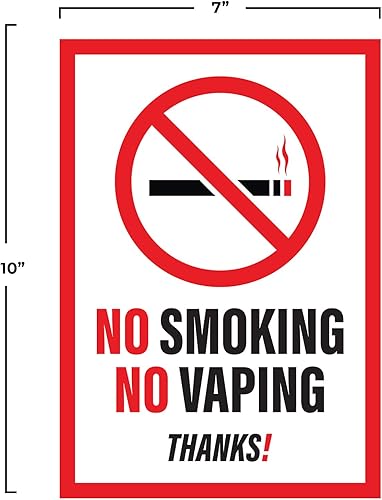 Miniatura 3 de 4 carteles de calcomanías de No Vaping No Smoking  Señal de No fumar o Vapor para negocios o para el hogar  Calcomanías de vinilo resistentes a la