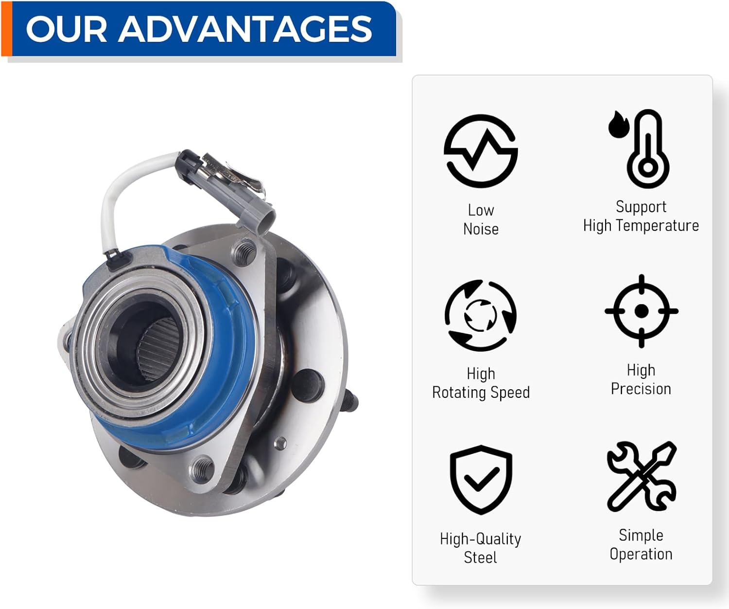 PAROD Pair 512243 Rear Wheel Bearing Hub Assembly Fit for 2004-2007 Cadillac CTS, 2004-2009 SRX, 2005-2011 STS,6Lugs w/ABS