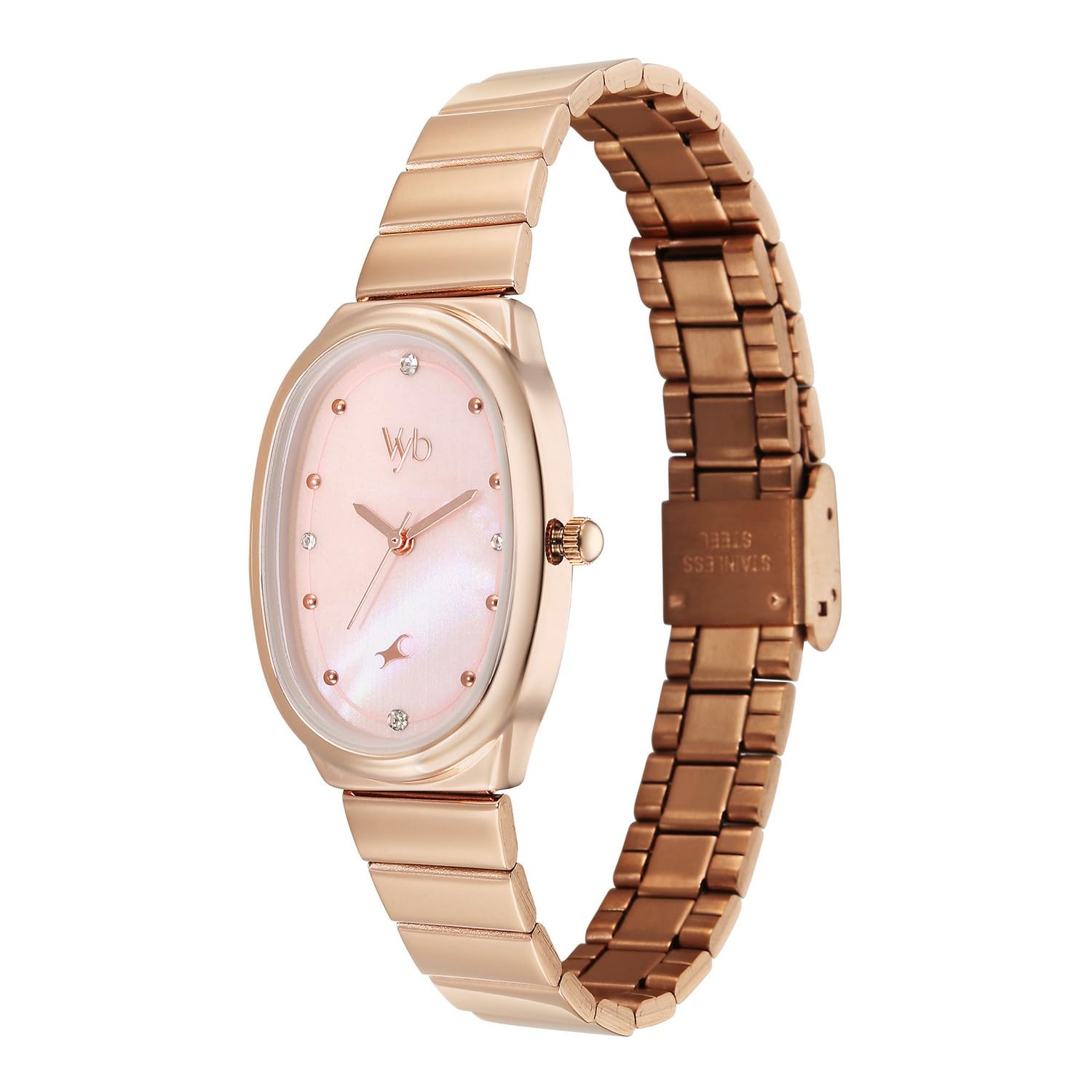 Fastrack Vyb 6.0 Enigma Quartz Pink Mother of Pearl Oval Dial