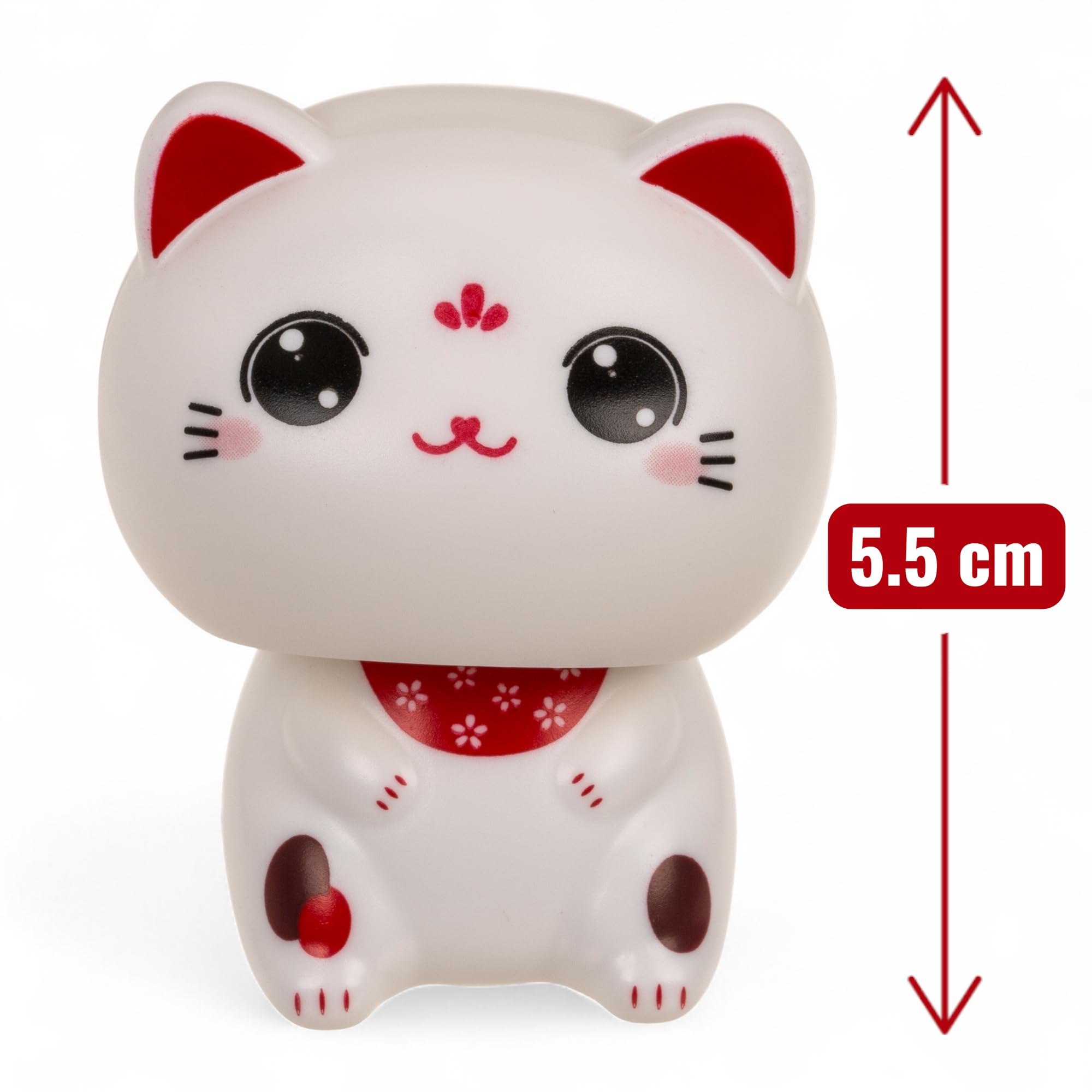 MIJOMA Figura oscillante a energia solare - Figura snodabile con cella solare, in plastica, 10 cm di altezza, nessuna batteria necessaria, per davanzali, auto e luoghi soleggiati (gatto Kawaii)