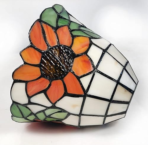 Miniatura 4 de HUIMEIJU Pantalla de cristal de Tiffany, pantalla de girasol de vidrieras (color naranja) (1PCS)