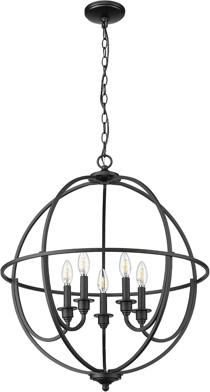 ML Lighting | Artemis II Collection | 12305-MB | 5 Light Modern Centerpiece Chandelier Ceiling Light in Matte Black Finish | Perfect for Kitchens, Foyers, Hallways, Living Rooms or Entryways
