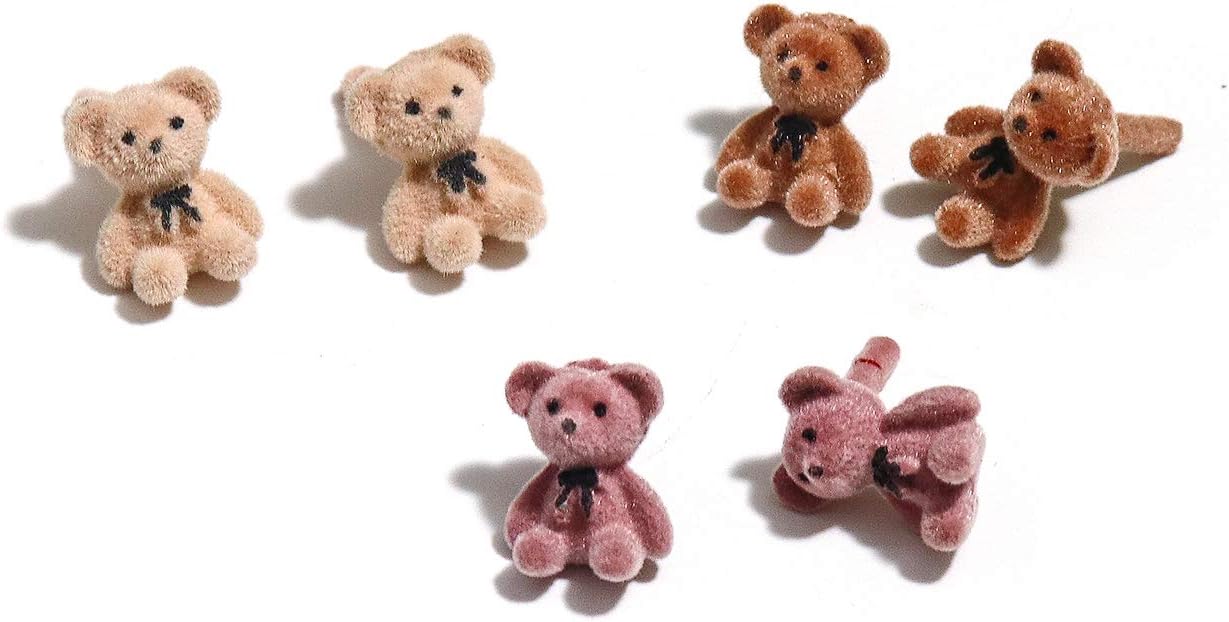 3 Pairs Kawaii Funny Plush Bear Stud Earrings Cute Cartoon Animal Bowknot Bear Earring for Women Fashion Jewelry