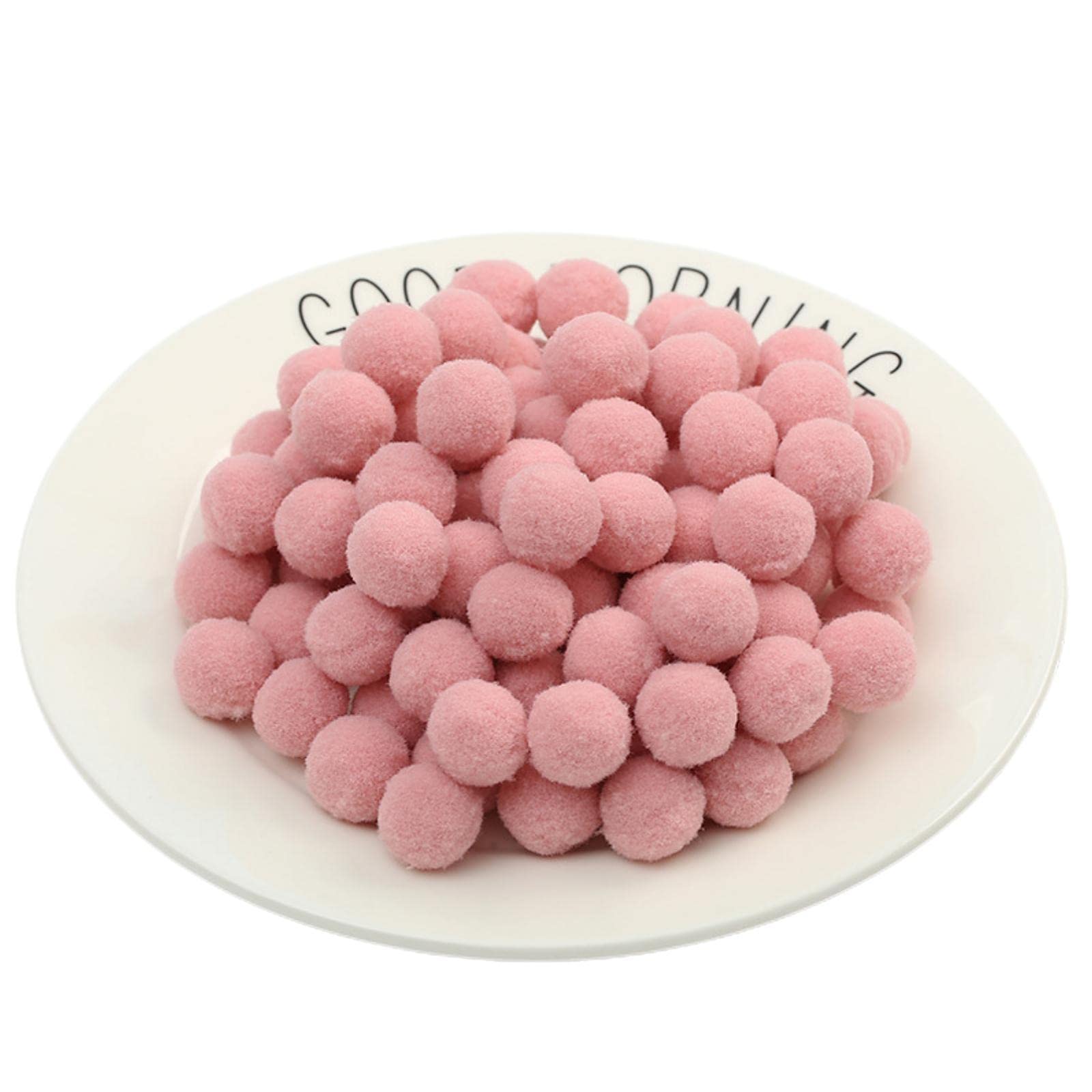 2000 Pieces 10mm Craft Pom Poms Cotton Rainbow Ball Easter Festive Pom Poms Self Adhesive Pompom Fluffy Mini Pom Pom Ball Fuzzy Ball for Jewelry Making Clothing Appliques (43_ Rubber Pink)